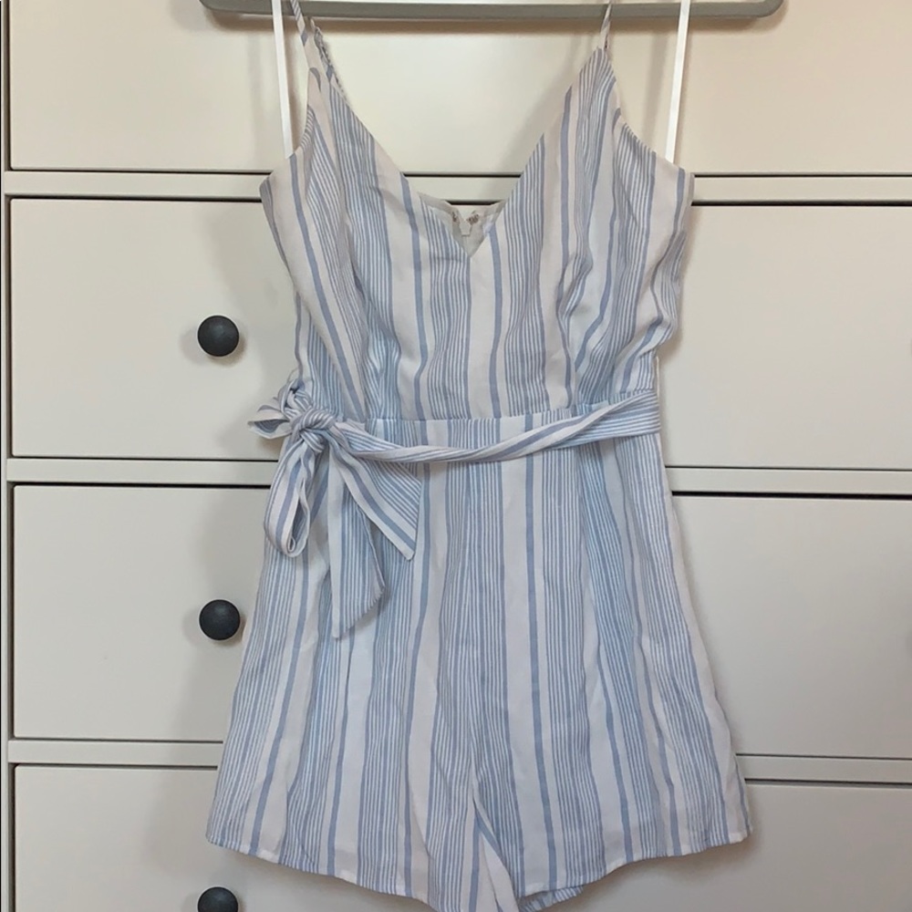 By the way blue and white striped romper